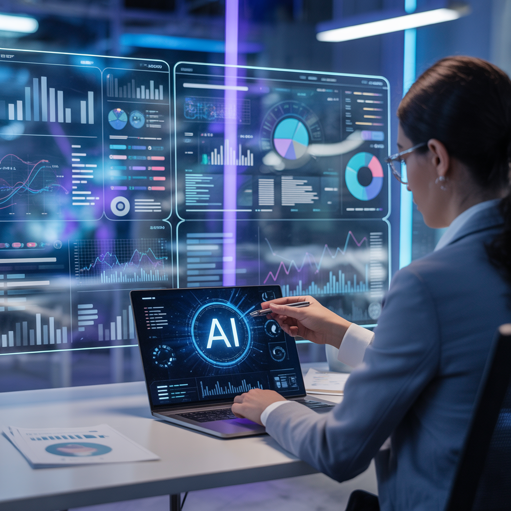 business analyst using AI tools for data visualization and reporting